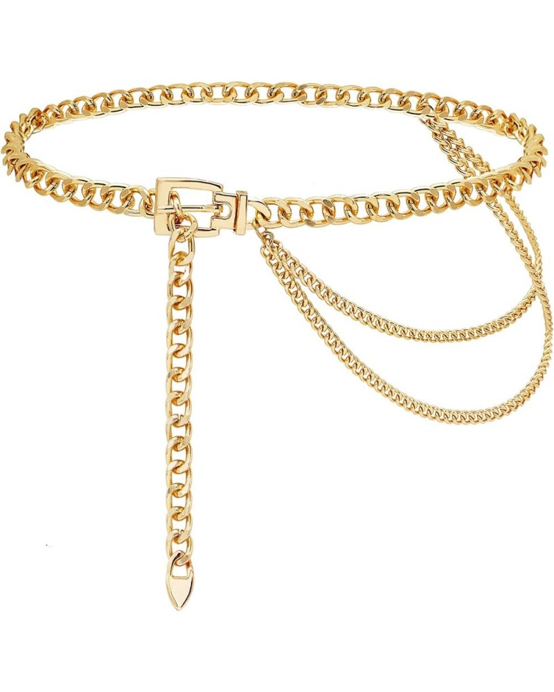 Chain Belt for Women Girls Gold Metal Waist Chain Multilayer Chunky Chain Belts for Dress Gold S: 90CM/35.4IN $9.87 Body Jewelry