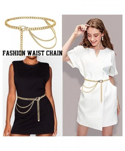 Chain Belt for Women Girls Gold Metal Waist Chain Multilayer Chunky Chain Belts for Dress Gold S: 90CM/35.4IN $9.87 Body Jewelry