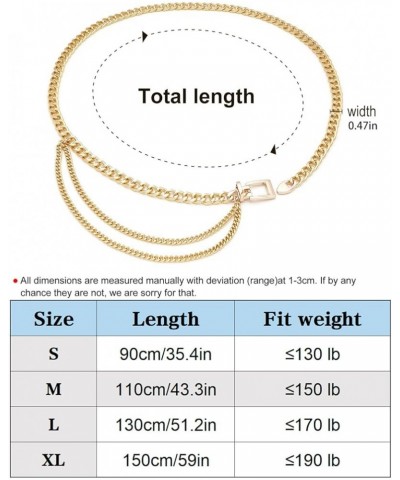 Chain Belt for Women Girls Gold Metal Waist Chain Multilayer Chunky Chain Belts for Dress Gold S: 90CM/35.4IN $9.87 Body Jewelry