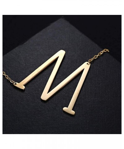 Sideways Initial Necklace 18K Gold Plated Stainless Steel Large Letter Necklace Big Initial Pendant Monogram Name Necklace fo...