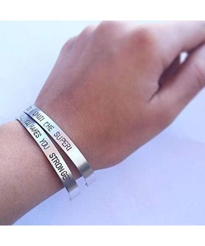 Inspirational Bangle Bracelets for Women Men, Stainless Steel Personalized Mantra Cuff Bracelet Friend Encouragement Gift Onc...