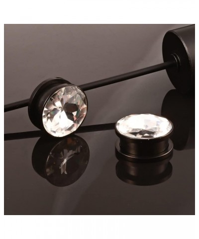 2PCS Simple Elegant Zircon Hypoallergenic Stainless Steel 0g 2g Plugs Ear Gauges Tunnels Piercing Expander Stretchers Fashion...