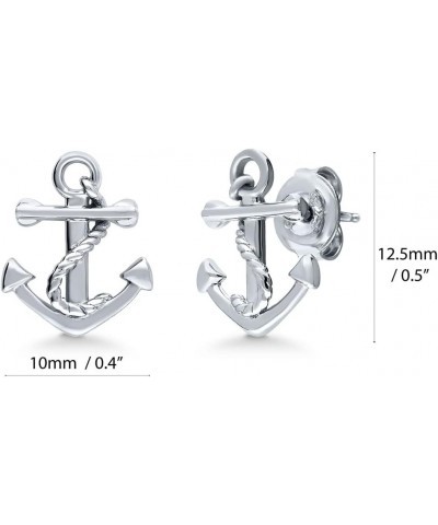 Sterling Silver Anchor Fashion Stud Earrings for Women, Rhodium Plated and Yellow Gold Flashed, 2 Pairs $20.75 Earrings