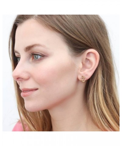 Sterling Silver Anchor Fashion Stud Earrings for Women, Rhodium Plated and Yellow Gold Flashed, 2 Pairs $20.75 Earrings