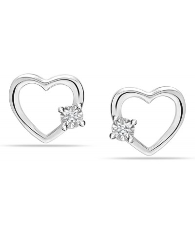 925 Sterling Silver Stud Earrings Diamond Studs Earrings for Women and (G-H Color, I1 Clarity) Heart $21.15 Earrings