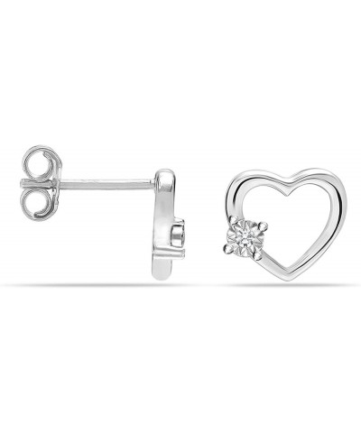 925 Sterling Silver Stud Earrings Diamond Studs Earrings for Women and (G-H Color, I1 Clarity) Heart $21.15 Earrings