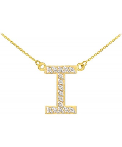 14K Yellow Gold Diamond Accented Personalized Initial Letter Pendant Necklace, 1/20-1/5 Cttw (J-K color, I1-I2 Clarity), Your...