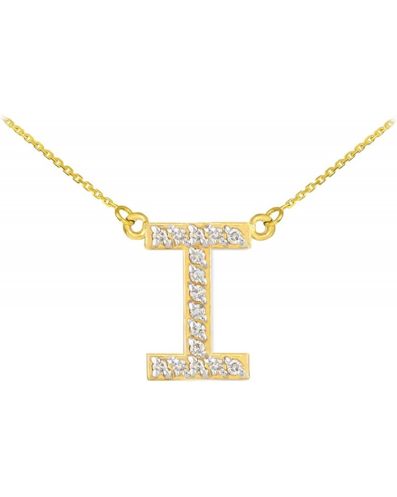 14K Yellow Gold Diamond Accented Personalized Initial Letter Pendant Necklace, 1/20-1/5 Cttw (J-K color, I1-I2 Clarity), Your...