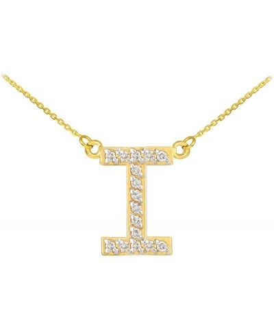 14K Yellow Gold Diamond Accented Personalized Initial Letter Pendant Necklace, 1/20-1/5 Cttw (J-K color, I1-I2 Clarity), Your...