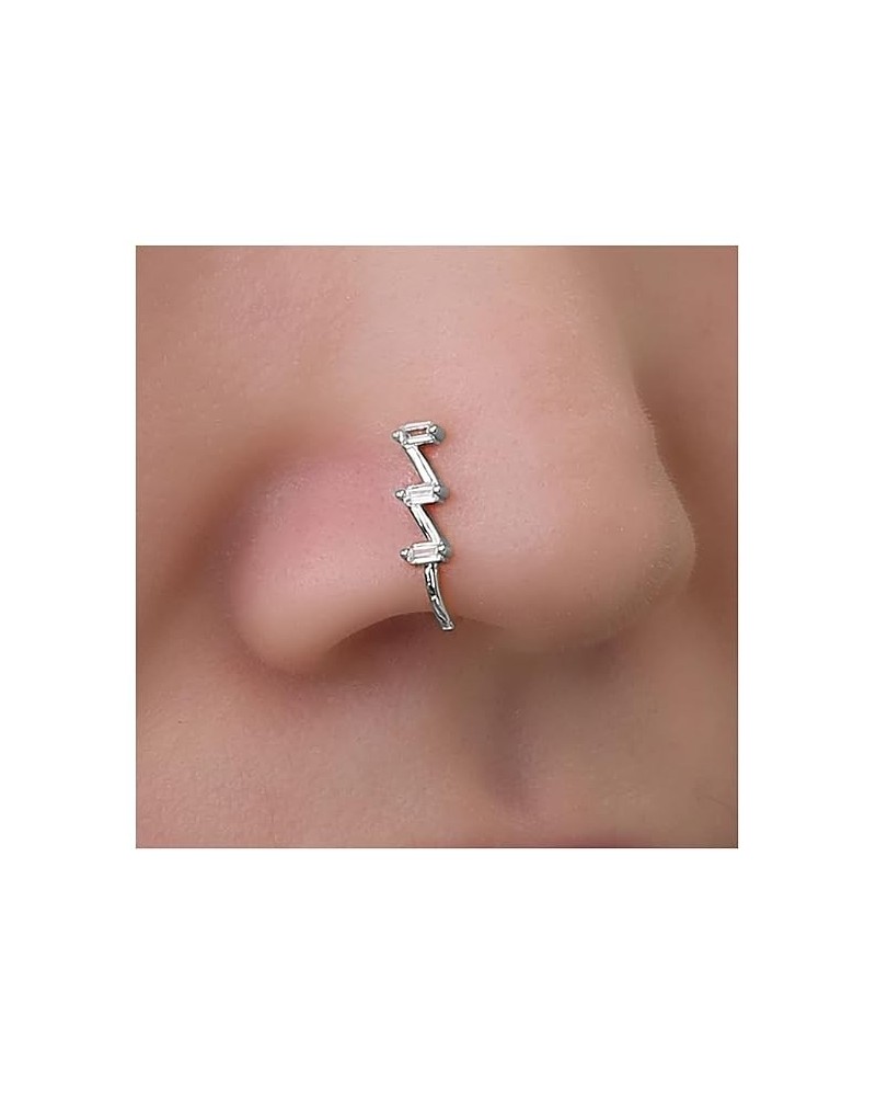 Punk Crystal Nose Ring Gold Cz Clip On Nose Hoop Ring Crystal Non Pierced Nose Ring Bendable Fake Septum Nose Ring Rhinestone...