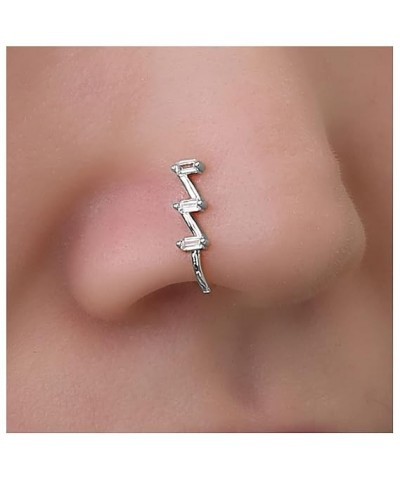 Punk Crystal Nose Ring Gold Cz Clip On Nose Hoop Ring Crystal Non Pierced Nose Ring Bendable Fake Septum Nose Ring Rhinestone...