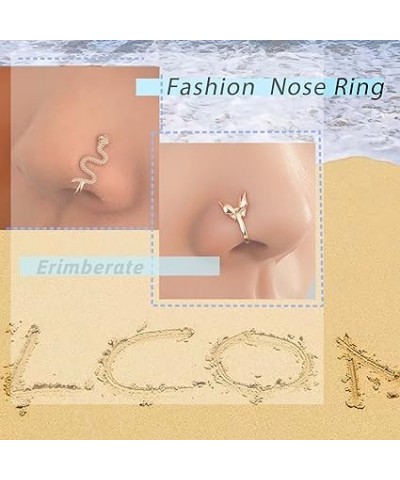 Punk Crystal Nose Ring Gold Cz Clip On Nose Hoop Ring Crystal Non Pierced Nose Ring Bendable Fake Septum Nose Ring Rhinestone...