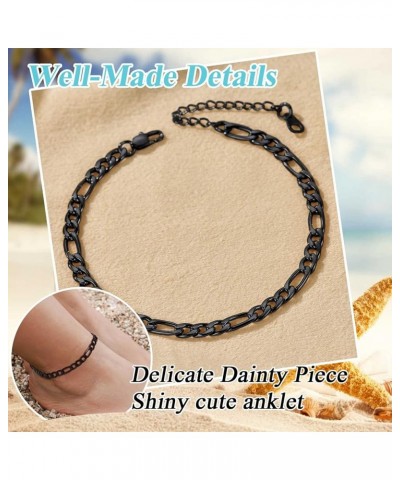 Black Cuban/Figaro/Twist Rope Chain Ankle Bracelet, Stainless Steel-Send Gift Box AF-5mm-figaro 8.5 Inches $9.00 Anklets