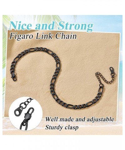 Black Cuban/Figaro/Twist Rope Chain Ankle Bracelet, Stainless Steel-Send Gift Box AF-5mm-figaro 8.5 Inches $9.00 Anklets