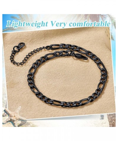 Black Cuban/Figaro/Twist Rope Chain Ankle Bracelet, Stainless Steel-Send Gift Box AF-5mm-figaro 8.5 Inches $9.00 Anklets