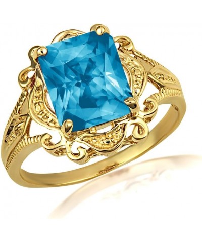 Women's 10k Yellow Gold Radiant-Cut Personalized Birthstone Victorian Filigree Ring December Birthstone $115.05 Rings