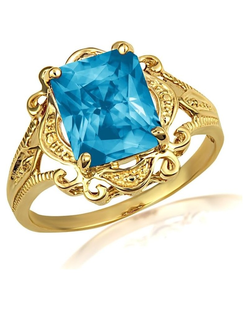 Women's 10k Yellow Gold Radiant-Cut Personalized Birthstone Victorian Filigree Ring December Birthstone $115.05 Rings