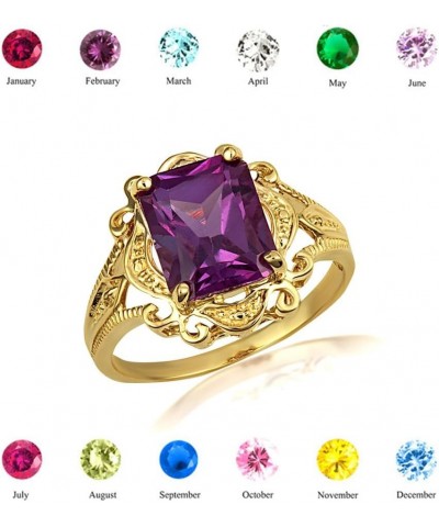 Women's 10k Yellow Gold Radiant-Cut Personalized Birthstone Victorian Filigree Ring December Birthstone $115.05 Rings