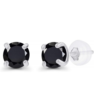 Solid 10K Gold 3mm Round Prong Set Hypoallergenic Genuine Petite Birthstone Stud Earrings Onyx White Gold $15.29 Earrings