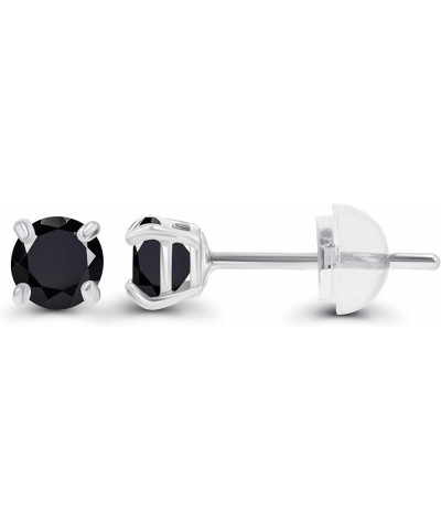 Solid 10K Gold 3mm Round Prong Set Hypoallergenic Genuine Petite Birthstone Stud Earrings Onyx White Gold $15.29 Earrings