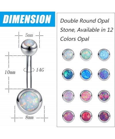 14g Fire Opal Belly Button Rings 316l Surgical Stainless Steel Belly Navel Ring Body Jewelry Piercing Light blue $7.55 Body J...