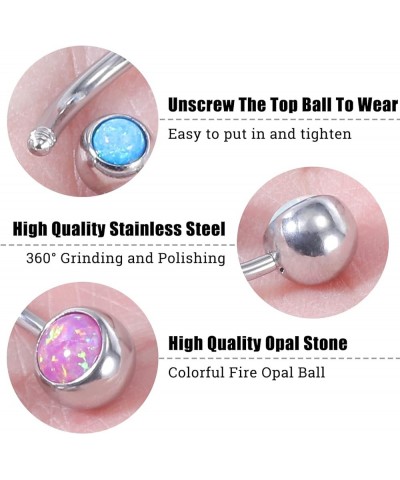 14g Fire Opal Belly Button Rings 316l Surgical Stainless Steel Belly Navel Ring Body Jewelry Piercing Light blue $7.55 Body J...