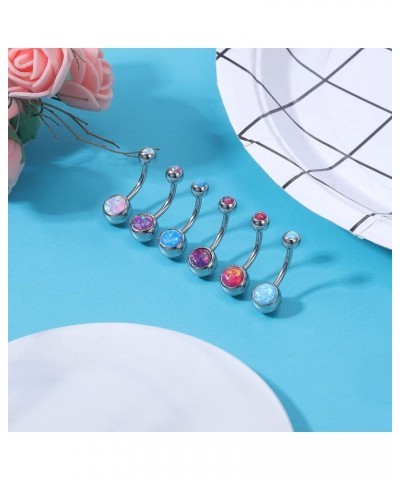 14g Fire Opal Belly Button Rings 316l Surgical Stainless Steel Belly Navel Ring Body Jewelry Piercing Light blue $7.55 Body J...