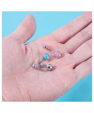 14g Fire Opal Belly Button Rings 316l Surgical Stainless Steel Belly Navel Ring Body Jewelry Piercing Light blue $7.55 Body J...