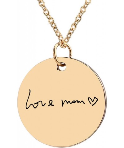 Personalized Memorial Signature Necklace Custom Actual Handwriting Necklace Round Charm Necklace Word Necklace Nameplate Neck...