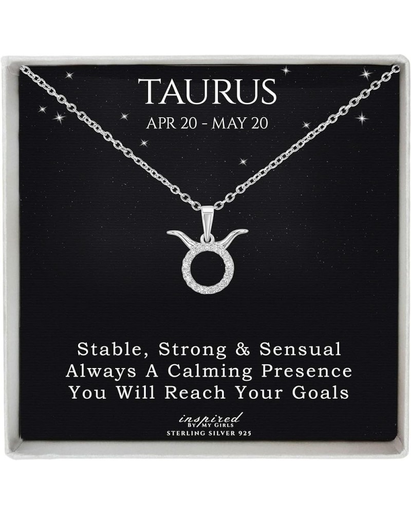 Sterling Silver or 14K Gold Over Sterling Silver Zodiac Necklace Astrology Horoscope Keepsake Card Gift - Choose Star Sign St...