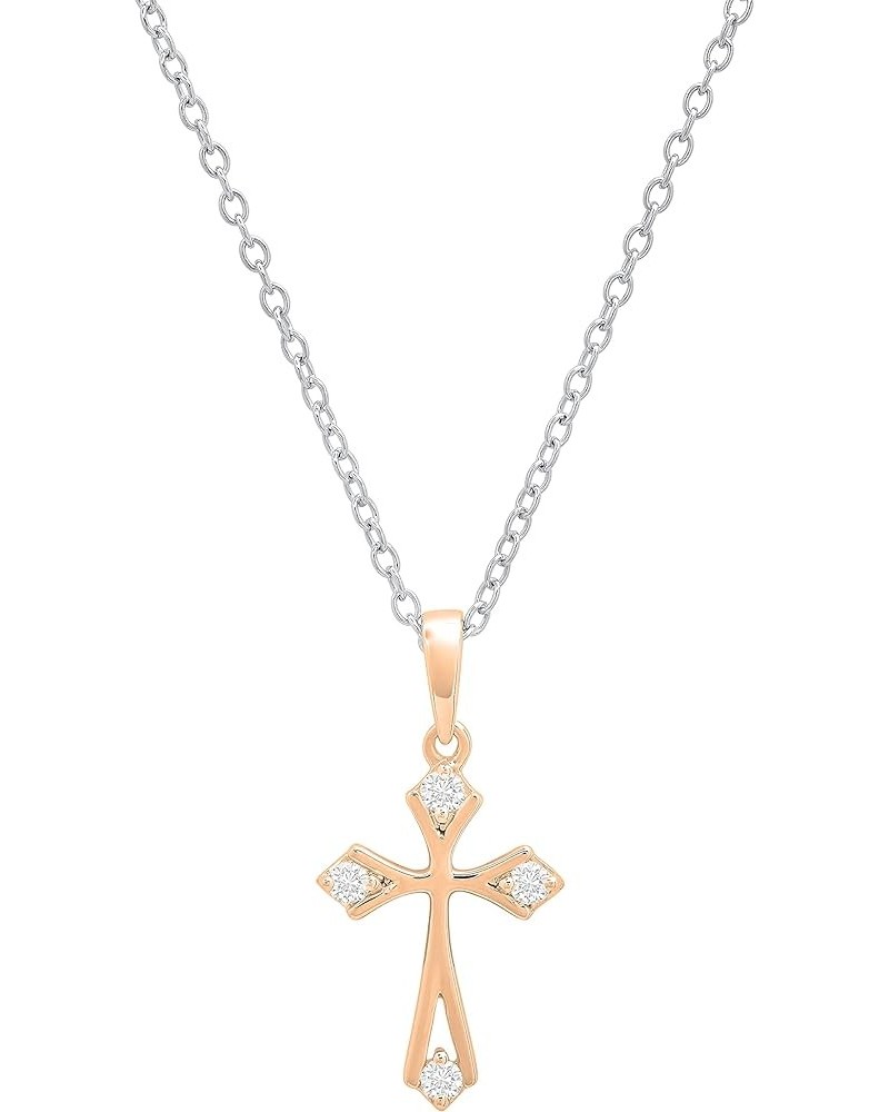 0.10 Carat (ctw) Round White Diamond Ladies Cross Pendant 1/10 CT, Available in Metal 10K/14K/18K Gold & 925 Sterling Silver ...