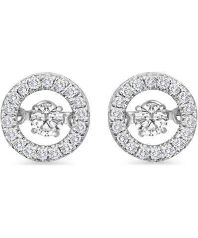 10K White Gold 3/8 CT Natural White Round Dancing Diamond Stud Earring $274.36 Earrings