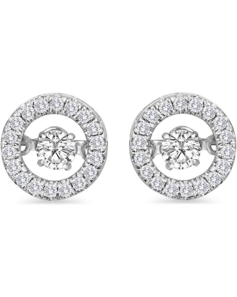 10K White Gold 3/8 CT Natural White Round Dancing Diamond Stud Earring $274.36 Earrings