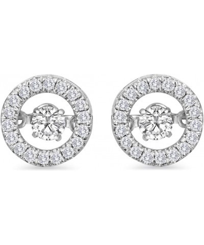 10K White Gold 3/8 CT Natural White Round Dancing Diamond Stud Earring $274.36 Earrings