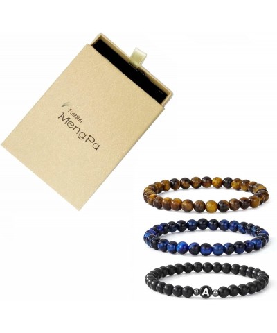 Letter Beads Bracelets for Women Men Friendship Initial Bracelet Sets Gifts for Him Her Tiger Eye Blue&Brown&Letter S $8.54 B...