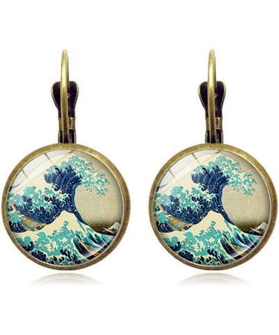 Starry Night Van Gogh Sunflower Landscape Painting Glass Drop Dangle Earrings 10 $7.30 Earrings