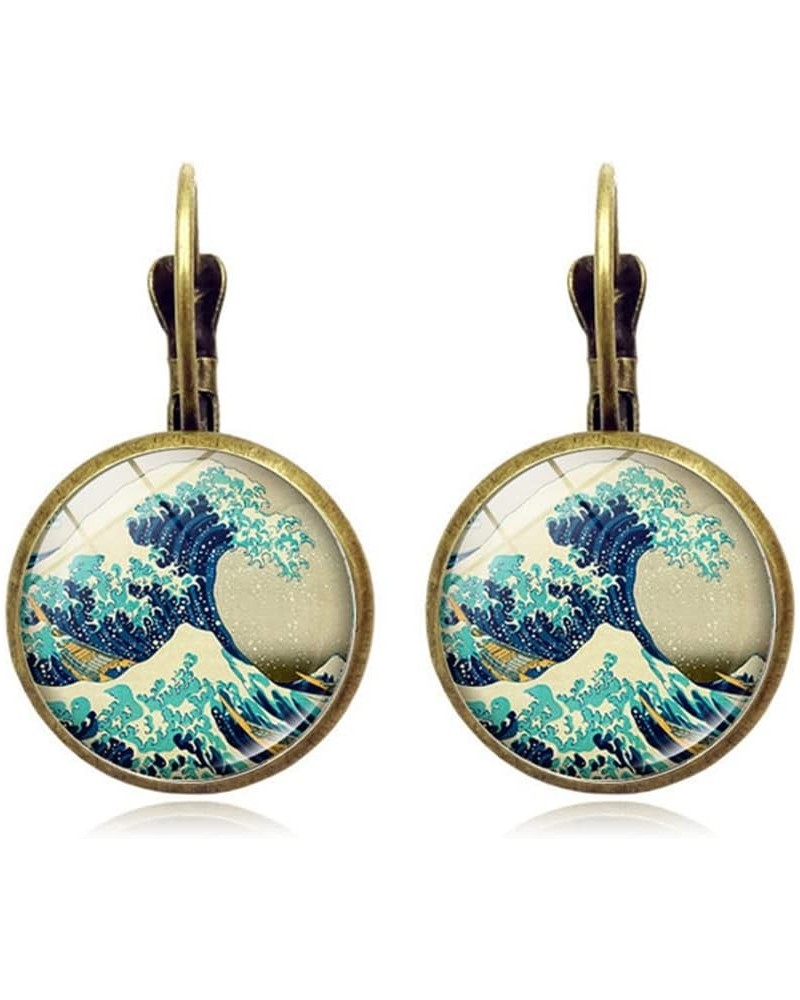 Starry Night Van Gogh Sunflower Landscape Painting Glass Drop Dangle Earrings 10 $7.30 Earrings