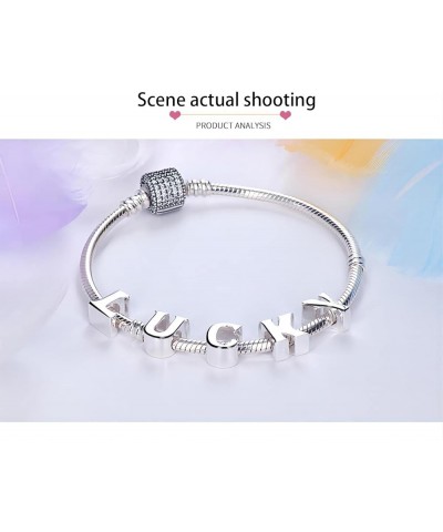 925 Sterling Silver A-Z Letter Charm Beads For Pandora Charm Bracelet Necklace, Alphabet Initials Beads With Commemorative Je...