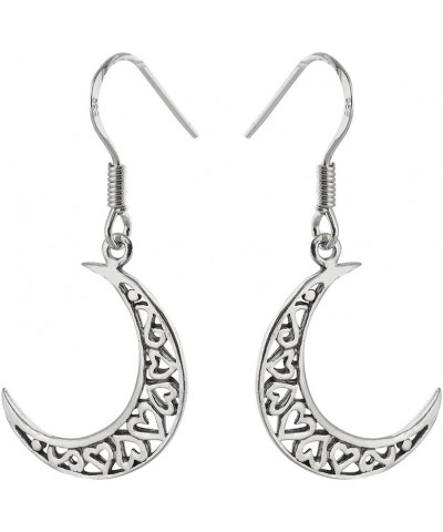 Nature Dangle Earrings, Sterling Silver Ear Wires Moon & Heart $12.96 Earrings