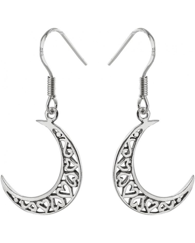 Nature Dangle Earrings, Sterling Silver Ear Wires Moon & Heart $12.96 Earrings