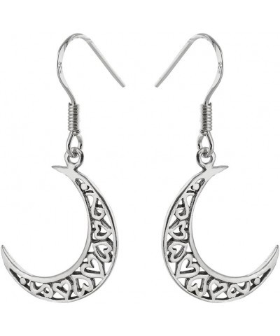 Nature Dangle Earrings, Sterling Silver Ear Wires Moon & Heart $12.96 Earrings