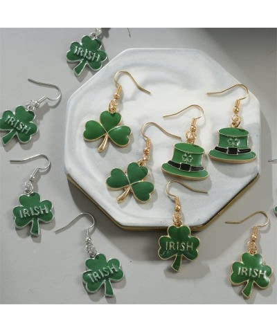 St Patrick's Day Earrings for Women Girls, Irish Shamrock Dangle Earrings Green Clover Hat Horseshoe Drop Earrings Good Luck ...