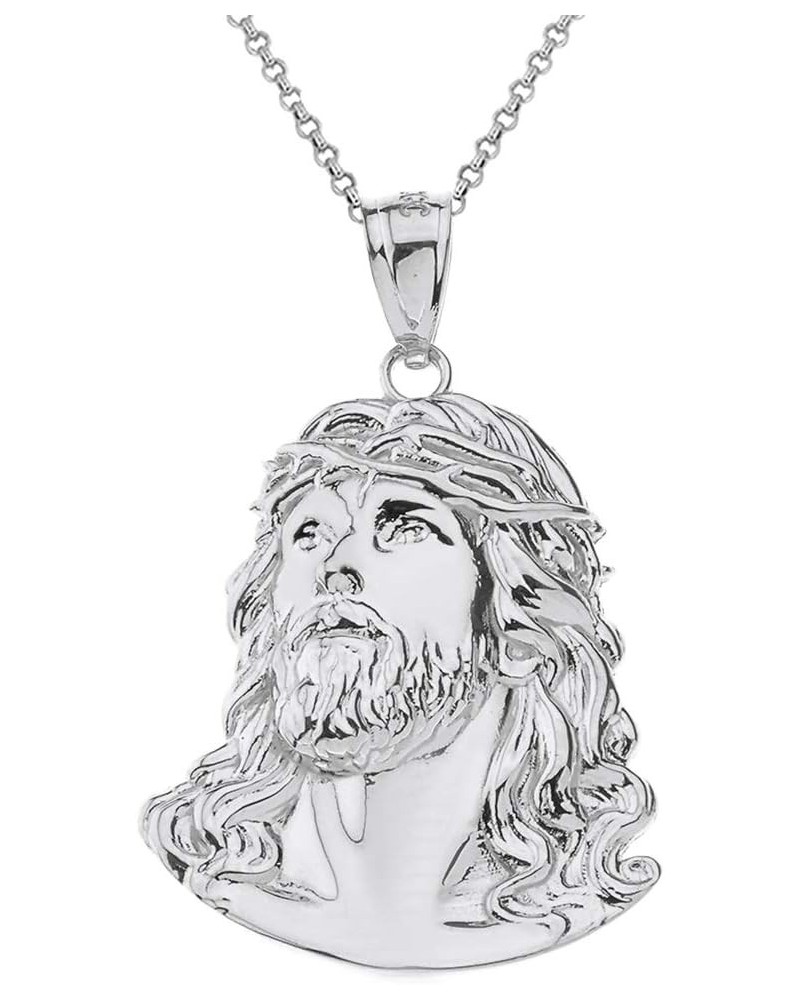 Fashion 925 Sterling Silver Face of Christ, Jesus Pendant Necklace, 1.46 Sterling Silver 16.0 Inches $20.25 Necklaces