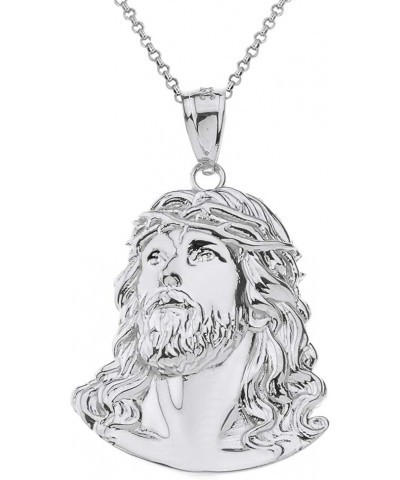 Fashion 925 Sterling Silver Face of Christ, Jesus Pendant Necklace, 1.46 Sterling Silver 16.0 Inches $20.25 Necklaces