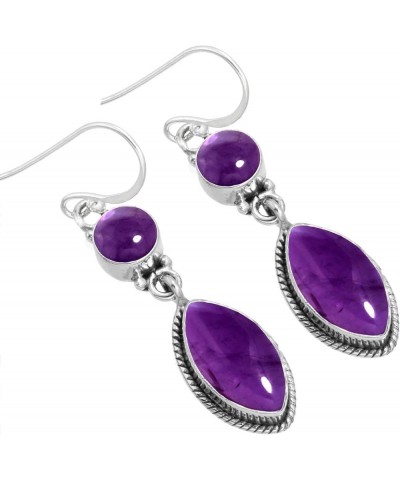 925 Sterling Silver Handmade Drop Dangle Earring for Women 2 Gemstone Statement Jewelry for Gift (98552_E) Amethyst $18.26 Ea...