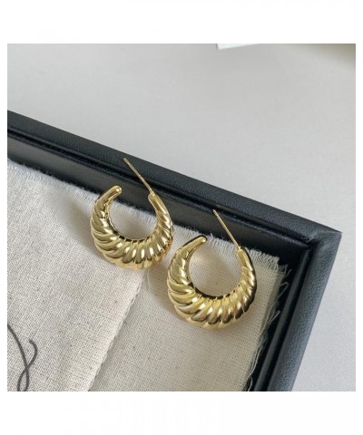 Chunky Gold Hoop Earrings for Women, Lightweight Drop Hoops Earrings with 18K Real Gold Plated, Hypoallergenic Trendy Jewelry...