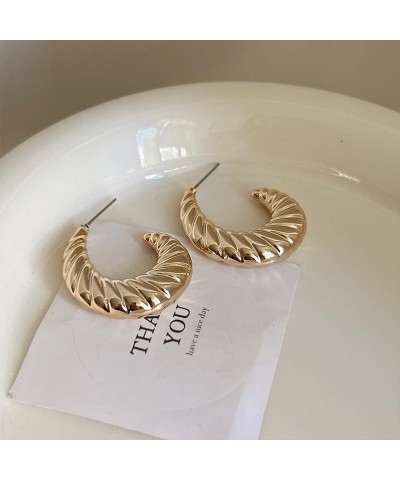 Chunky Gold Hoop Earrings for Women, Lightweight Drop Hoops Earrings with 18K Real Gold Plated, Hypoallergenic Trendy Jewelry...