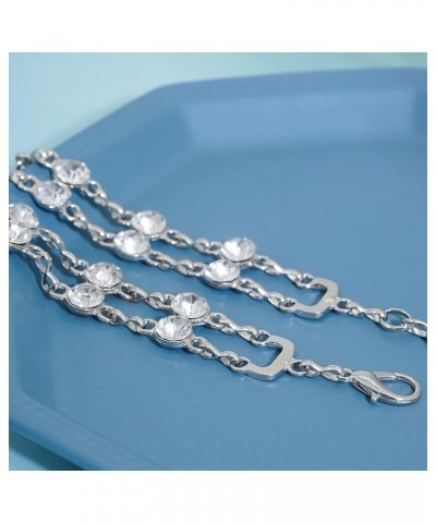 Women's Double Row Crystal Belt Chain - Adjustable Metal Rhinestone Waist Chain with Loose Dresses Silver L: 53.1 in/135 cm $...