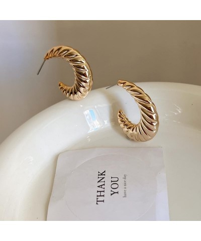 Chunky Gold Hoop Earrings for Women, Lightweight Drop Hoops Earrings with 18K Real Gold Plated, Hypoallergenic Trendy Jewelry...