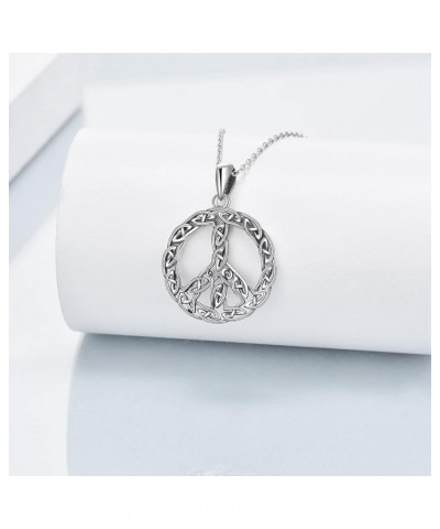 Peace Sign Pendant Necklace Celtic Knot 925 Sterling Silver Peace Symbol Jewelry Gifts for Women Men A-Peace Symbol $21.44 Ne...